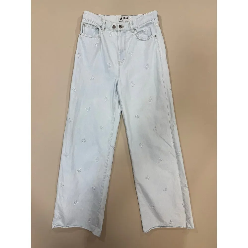 LE JEAN Bow Embroidered
Column Jeans Size 28 - Picture 2 of 7